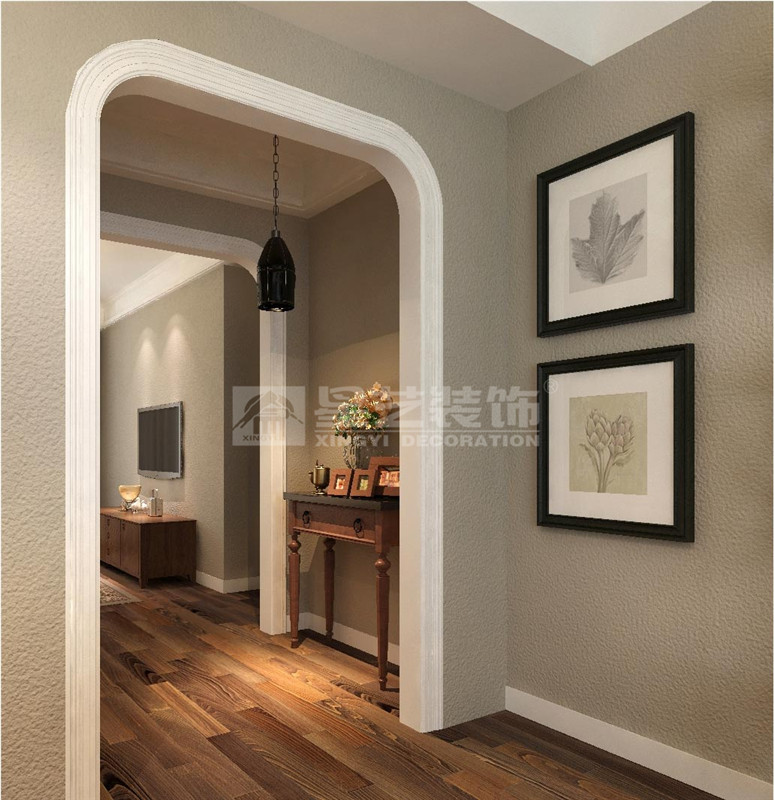 山水方園150平美式鄉(xiāng)村過道裝修設(shè)計(jì)效果圖