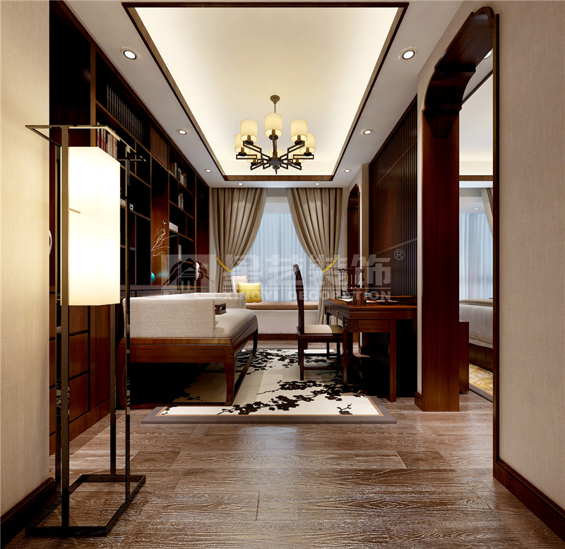 港龍小區(qū)300平新中式書房裝修設計效果圖
