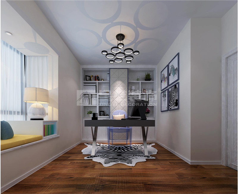 南湖景園140平現(xiàn)代簡(jiǎn)約裝修書房裝修效果圖