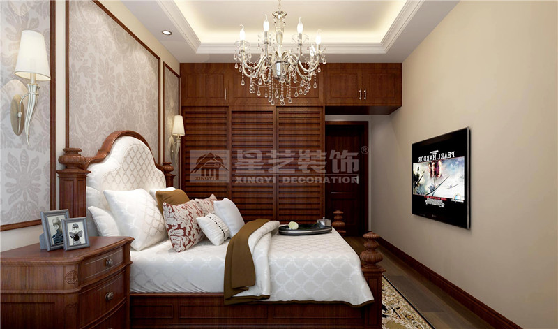 保利愛(ài)琴海105平美式風(fēng)格臥室裝修效果圖