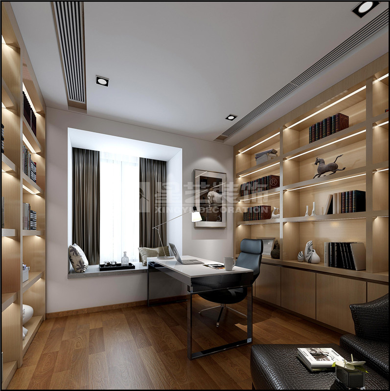 半島半山135平現(xiàn)代簡(jiǎn)約書房裝修效果圖
