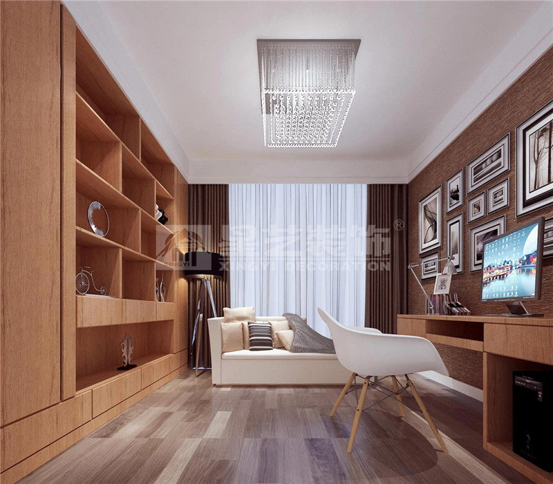 鳳景灣120平現(xiàn)代風(fēng)格書(shū)房裝修效果圖