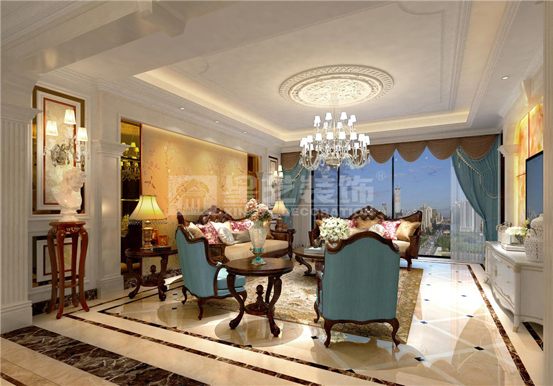 盛天東郡240平歐式風格客廳裝修效果圖