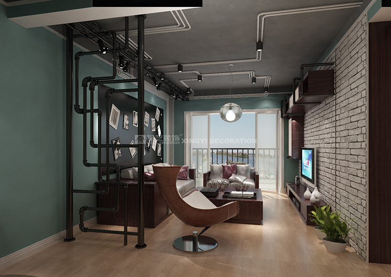 南寧星藝裝飾工業(yè)風格客廳效果圖