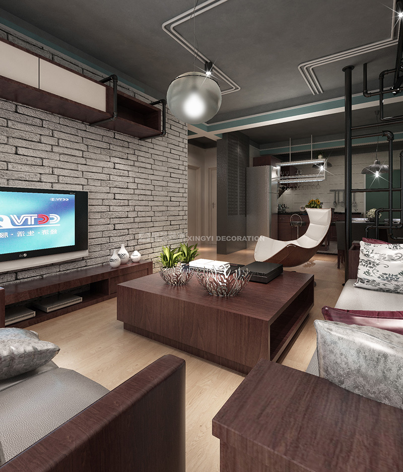 南寧星藝裝飾工業(yè)風格客廳效果圖