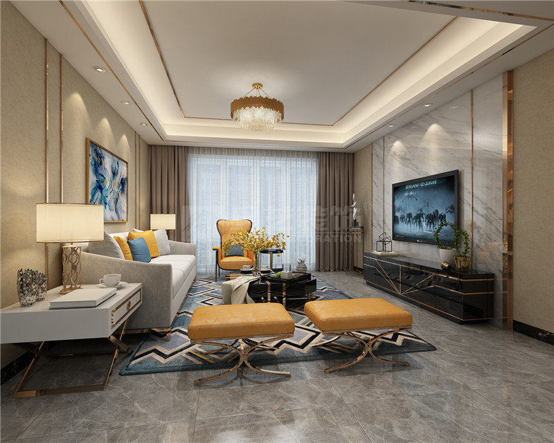 華潤(rùn)二十四城140平客廳裝修效果圖