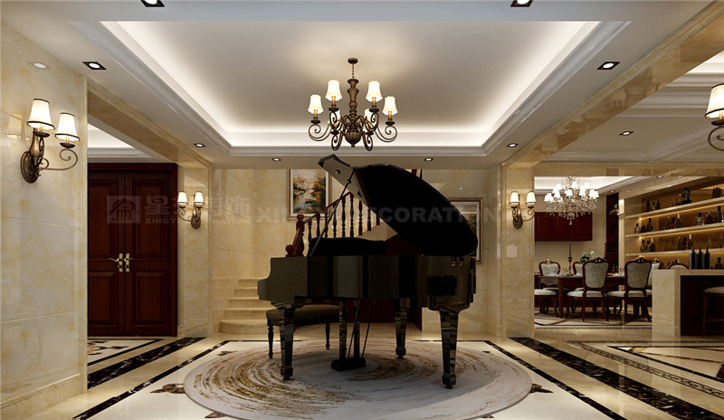 大自然花園別墅640平負(fù)一樓鋼琴區(qū)裝修效果圖