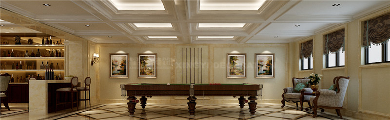 大自然花園別墅640平負(fù)一樓臺球室裝修效果圖