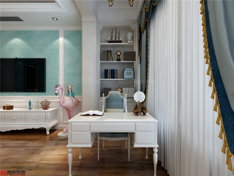 中海國(guó)際社區(qū)溫莎堡250平三樓書(shū)房裝修效果圖