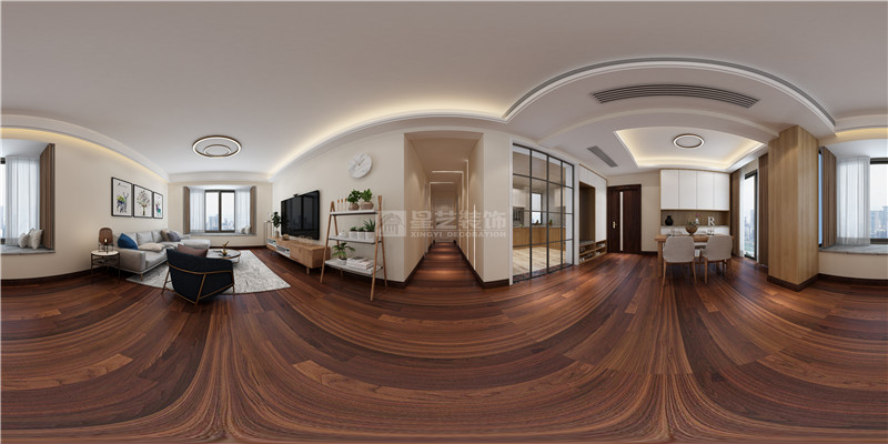 華發(fā)國賓壹號 134平客餐廳過道，廚房，裝修效果圖