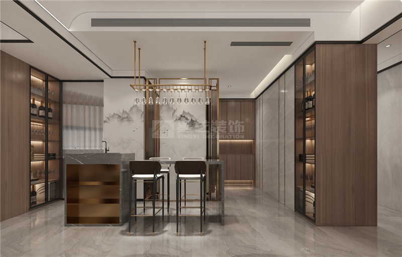 保利冠江墅149平吧臺(tái)區(qū)裝修效果圖