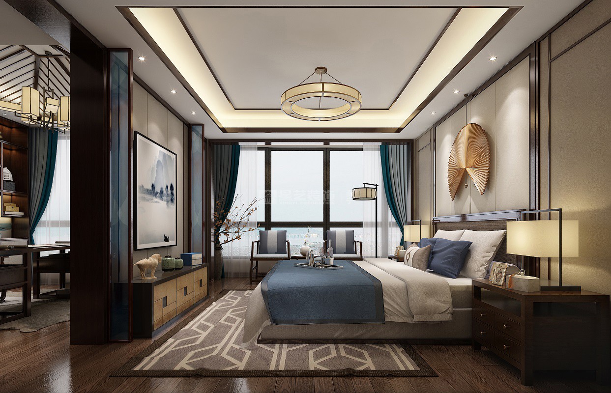 萬達茂153平新中式臥室裝修效果圖