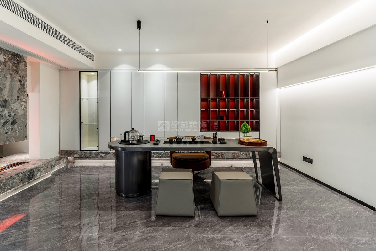 保利山漸青800平現(xiàn)代輕奢茶室裝修實景