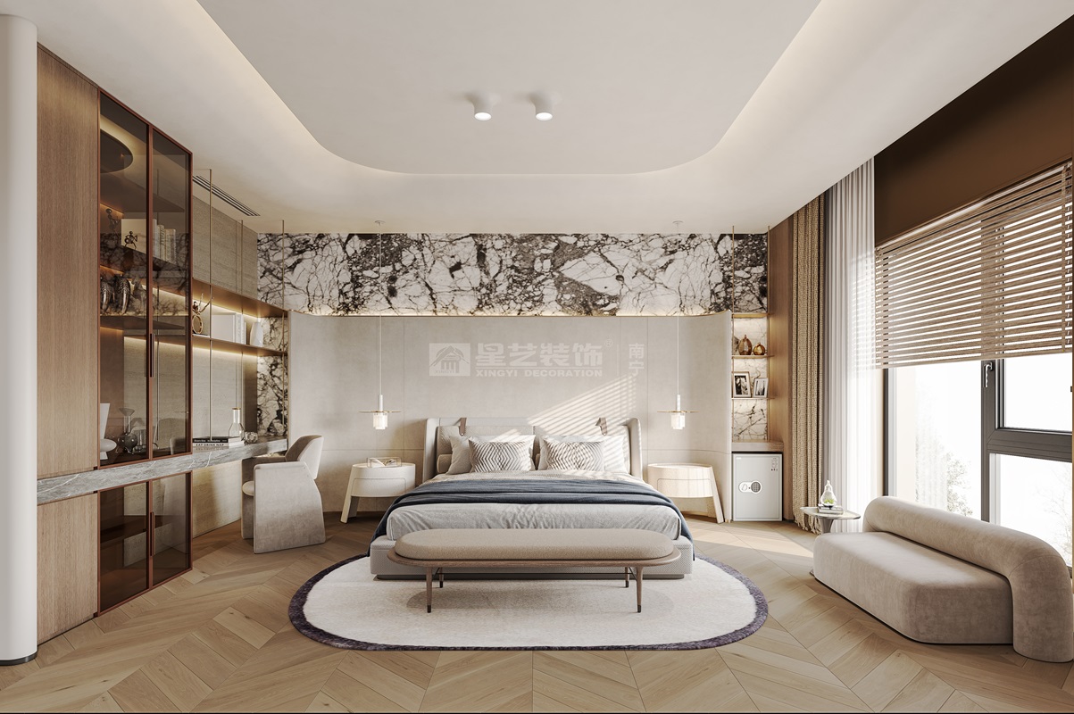 金源墅400平現代風格臥室裝修效果圖