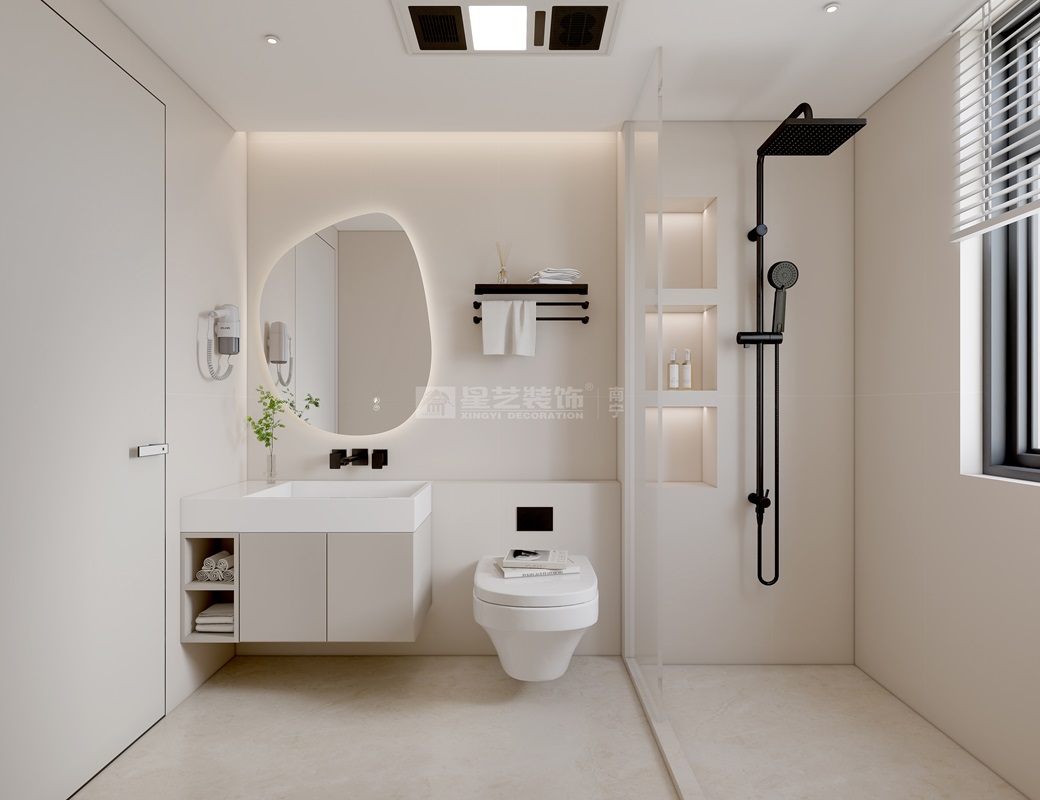 云景山語(yǔ)城115平現(xiàn)代奶油衛(wèi)生間裝修效果圖