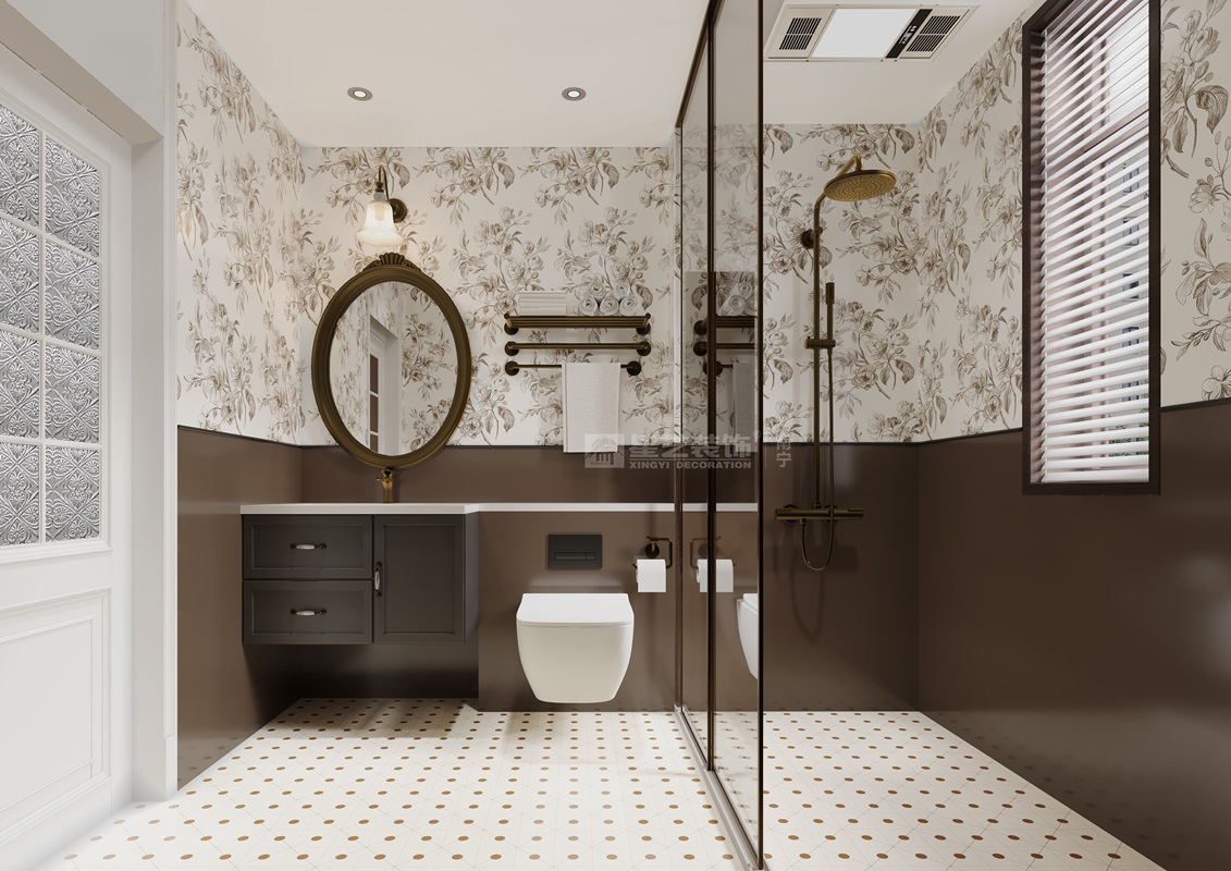 香榭里160平混搭中古風(fēng)衛(wèi)生間裝修效果圖