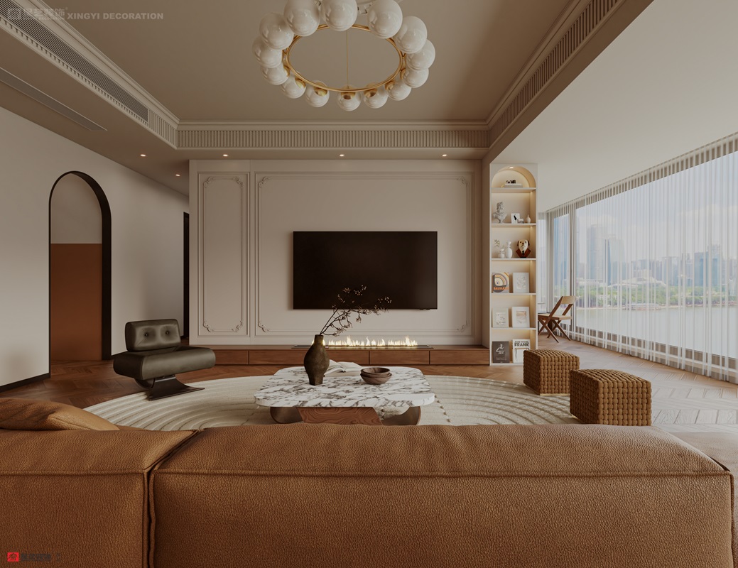 西園潤(rùn)府160平中古風(fēng)客廳裝修效果圖