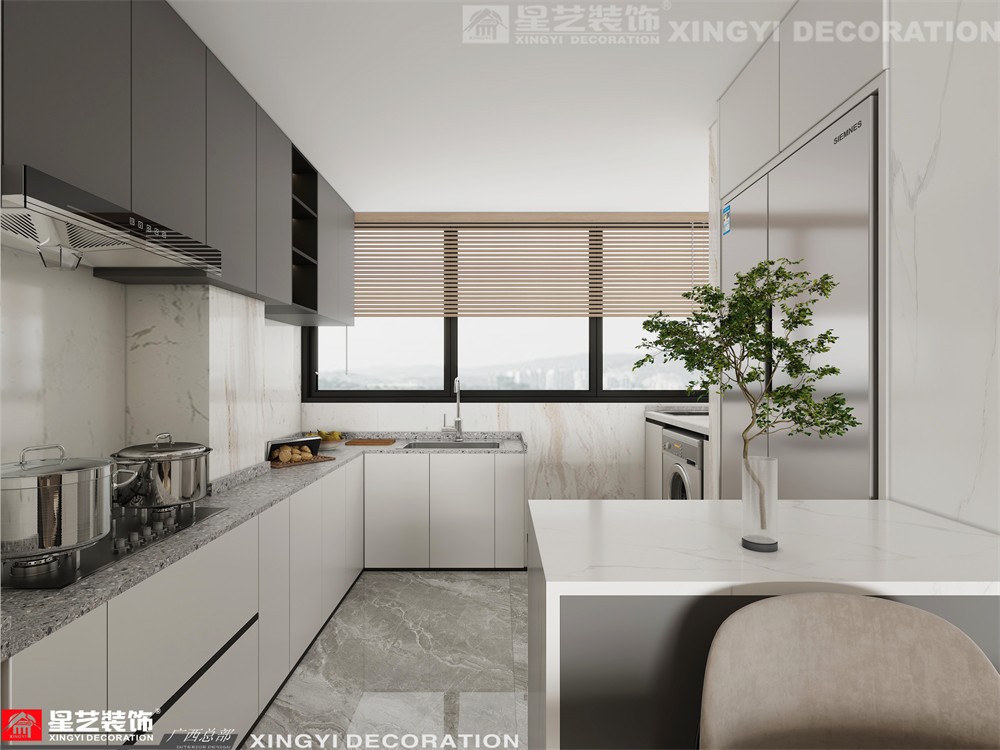 建苑小區(qū)140平現(xiàn)代簡(jiǎn)約廚房裝修效果