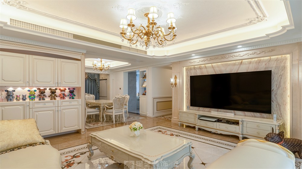 盛科城120平法式裝修客廳實(shí)景