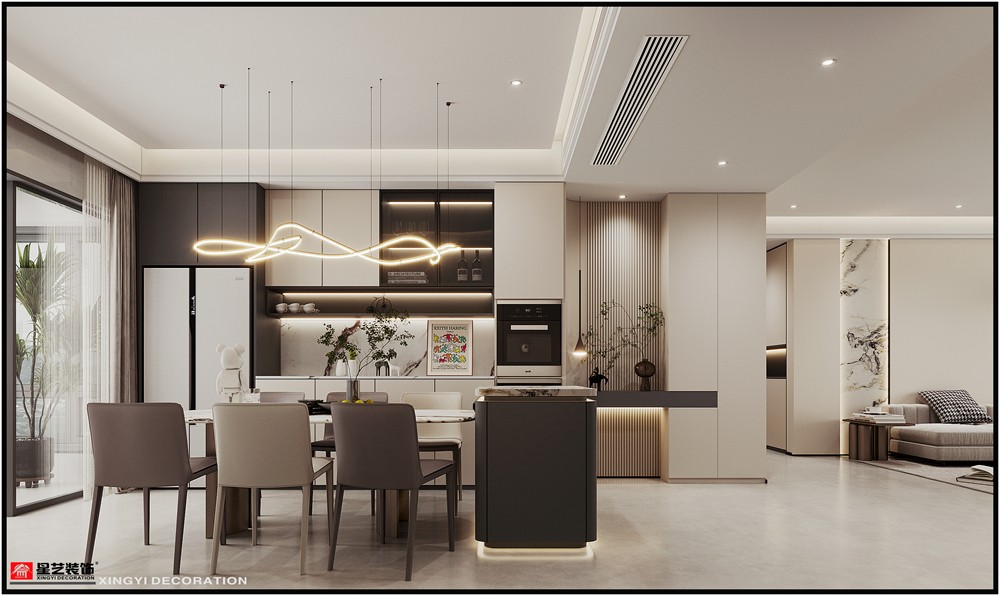 盛邦濱江府228平現(xiàn)代簡(jiǎn)約餐廳裝修效果圖