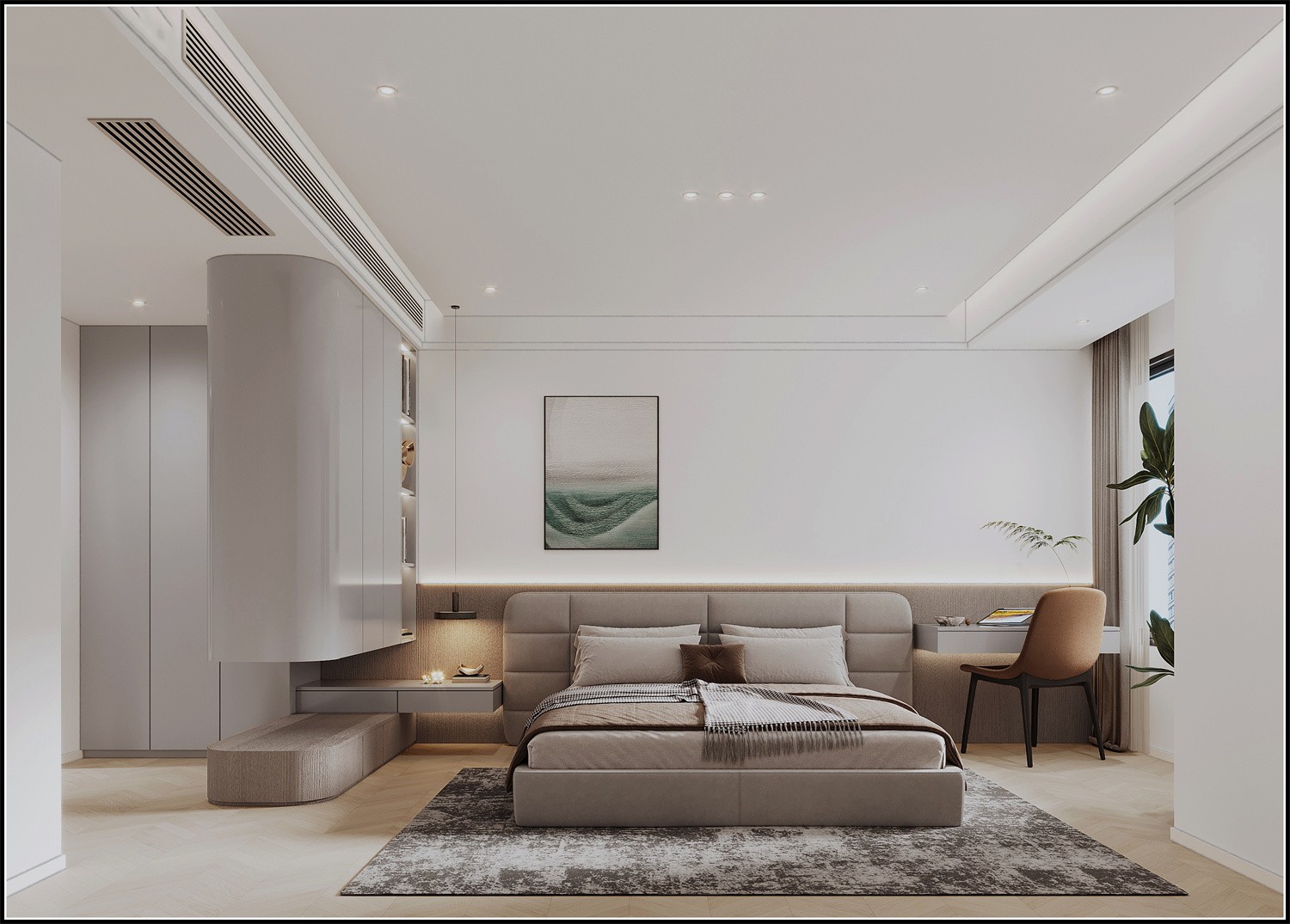 榮和公園大道142平現(xiàn)代簡(jiǎn)約臥室裝修效果圖