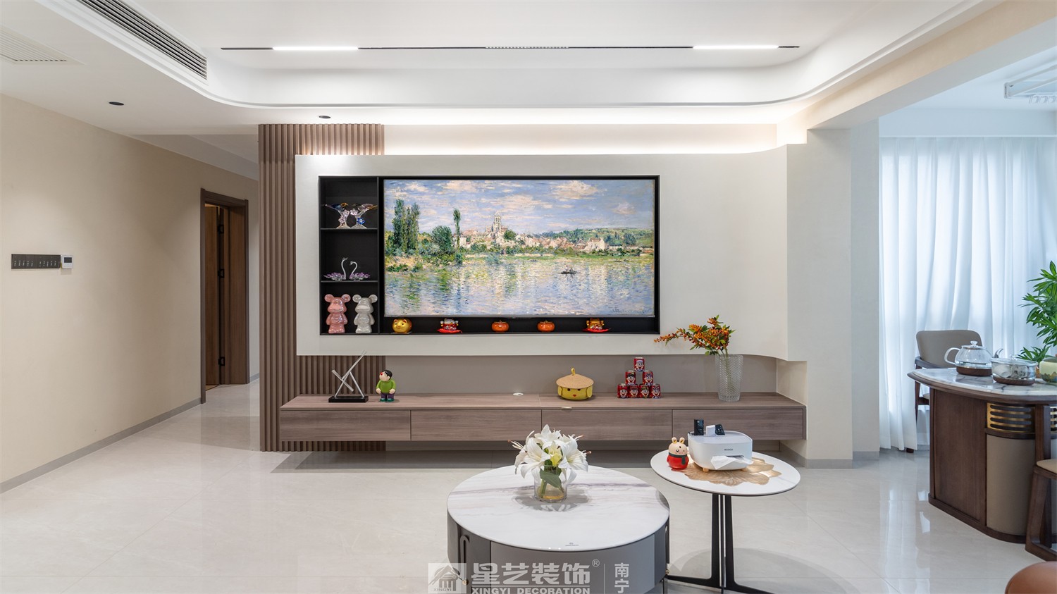 嘉逸城120平現(xiàn)代風(fēng)格客廳裝修完工實景圖