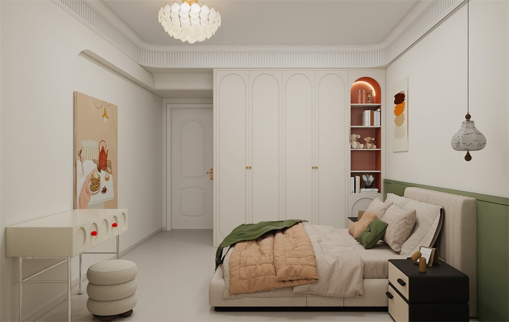 東盟世紀村80平輕式復(fù)古臥室裝修效果圖