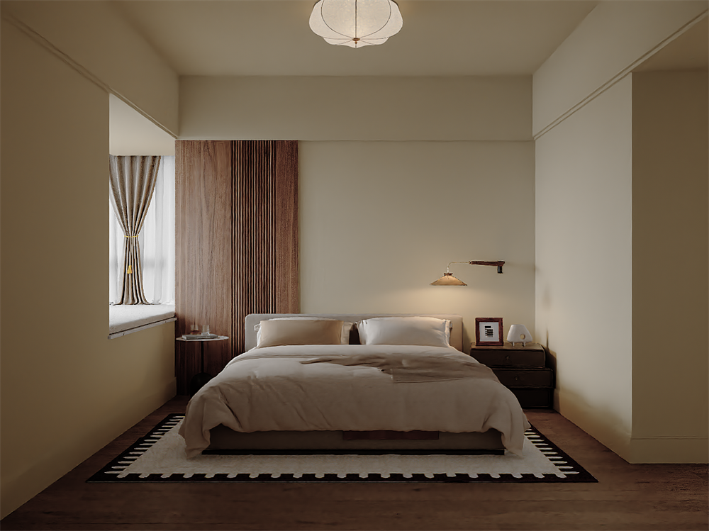 地礦大院130平中古風(fēng)臥室裝修效果圖