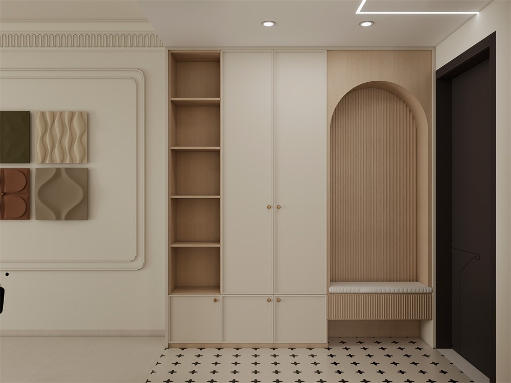 東盟世紀村80平輕式復(fù)古入戶裝修效果圖