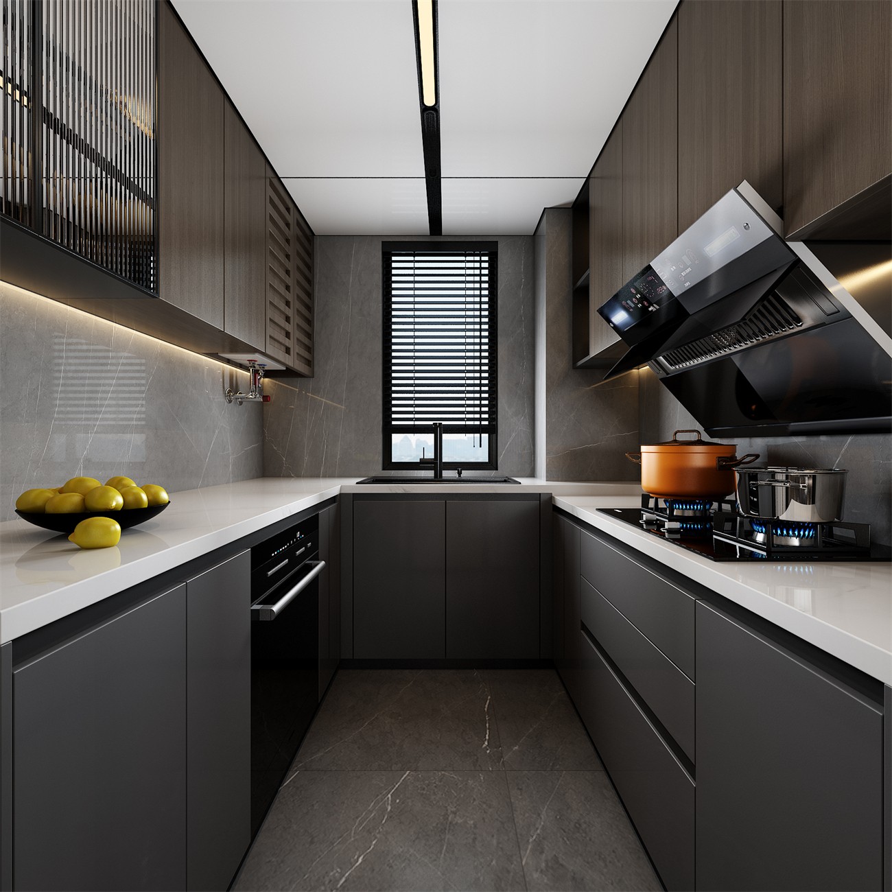 保利冠江墅143平意式輕奢廚房裝修效果圖