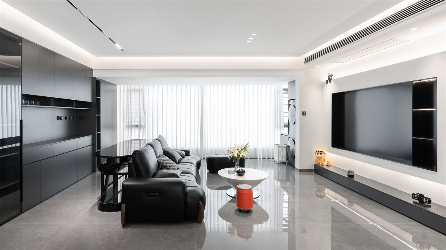 錦云湖光118平現(xiàn)代簡約客廳裝修實景圖