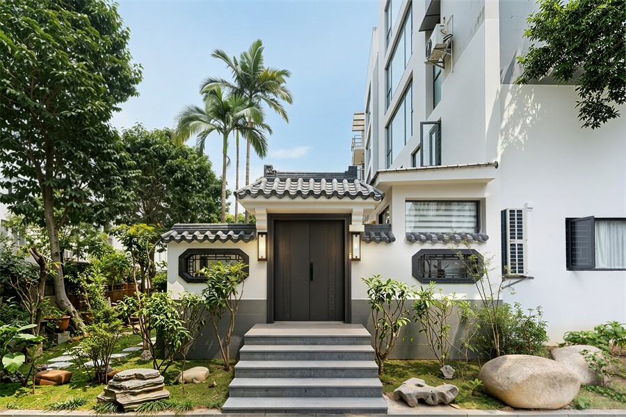 半山麗園202平復(fù)式樓新中式入戶庭院完工裝修實(shí)景圖